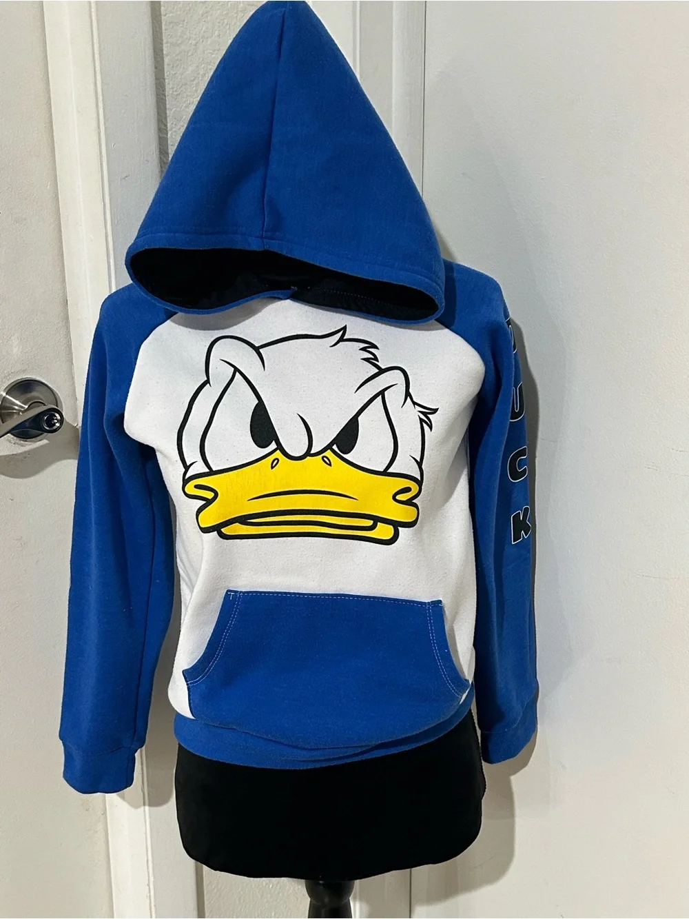 Blue & White Kids Hoodie with Donald Duck Face